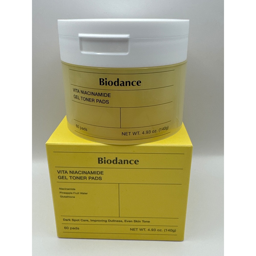 Biodance Yellow Vita Niacinamide Gel Toner Pads Women 60ct K-Beauty Brightening